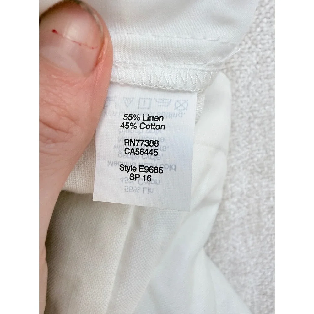 J.Crew White Scalloped Hem Linen Cotton Shorts Size 4 E9685 - Picture 5 of 5